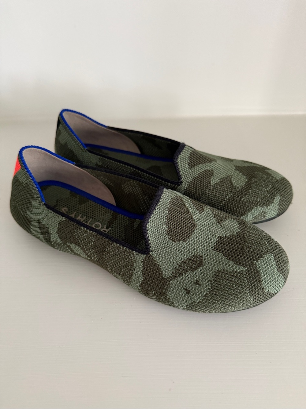 Kids Rothy's Olive Green Camo Knit Slip-Ons - Picture 2 of 6